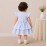 Baby Girl Blue Striped Cotton Dress with Ruffle Sleeves & Layered Skirt