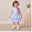 Baby Girl Blue Striped Cotton Dress with Ruffle Sleeves & Layered Skirt