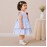 Baby Girl Blue Striped Cotton Dress with Ruffle Sleeves & Layered Skirt