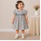 Baby Girl Blue Floral Cotton Dress with Peter Pan Collar & Smocked Bodice