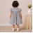 Baby Girl Blue Floral Cotton Dress with Peter Pan Collar & Smocked Bodice