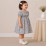Baby Girl Blue Floral Cotton Dress with Peter Pan Collar & Smocked Bodice