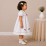 Baby Girl White Cotton Dress with Floral Embroidery & Blue Piping Collar