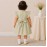 Olive Green Floral Embroidered Baby Girl Dress with Ruffle Sleeves & Back Bow
