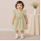 Olive Green Floral Embroidered Baby Girl Dress with Ruffle Sleeves & Back Bow