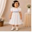 White Polka Dot Baby Girl Dress with Smocked Bodice & Peter Pan Collar