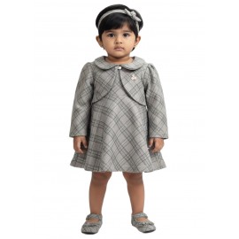 Calyx Clothing Baby Girls Grey Checked Dress with ..