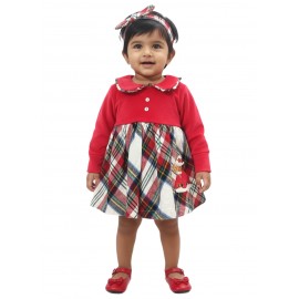 Calyx Clothing Baby Girls Red Checked Winter Dress..