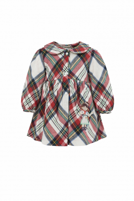 Calyx Clothing Baby Girls Multi Colored Checked Winter Dress with Ruffle Sleeves & Bow Detail | Premium Frock