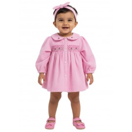 Calyx Clothing Baby Girls Soft Baby Pink Smocked D..