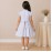 Girls Pastel Striped Cotton Dress with Collar, Ruffle Sleeves & Bow Detail