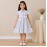 Girls Pastel Striped Cotton Dress with Collar, Ruffle Sleeves & Bow Detail