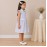 Girls Pastel Striped Cotton Dress with Collar, Ruffle Sleeves & Bow Detail