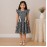 Girls Navy Floral Chiffon Dress with Ruffle Sleeves & Bow Ribbon Detail