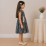 Girls Navy Floral Chiffon Dress with Ruffle Sleeves & Bow Ribbon Detail