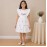 Girls White Cotton Dress with Floral Embroidery & Ruffle Sleeves