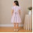 Girls Multicolor Striped Cotton Dress with Smocked Waist, Puff Sleeves & Collar Neck
