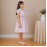 Girls Multicolor Striped Cotton Dress with Smocked Waist, Puff Sleeves & Collar Neck