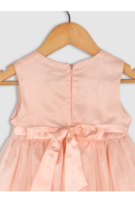 Calyx Clothing Girls Round Neck Satin Fit & Flare Dress