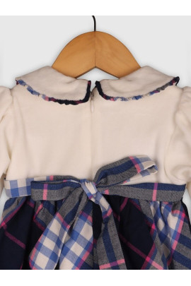 Calyx Clothing Kids-Girls Checked Cotton Peter Pan Collar Fit & Flare Dress
