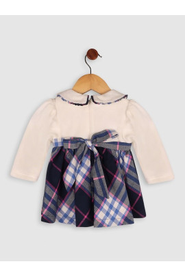 Calyx Clothing Kids-Girls Checked Cotton Peter Pan Collar Fit & Flare Dress