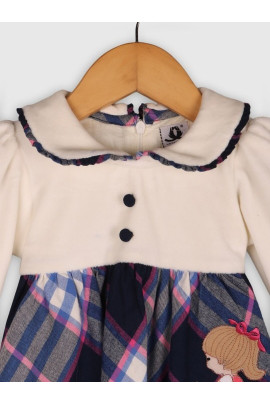 Calyx Clothing Kids-Girls Checked Cotton Peter Pan Collar Fit & Flare Dress