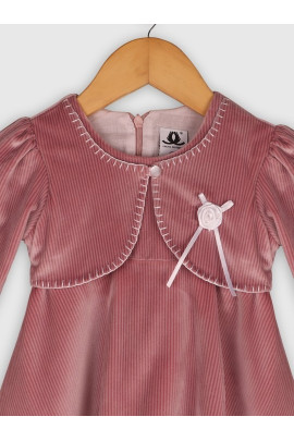 Calyx Clothing Girls Striped Embroidered Round Neck Knee Length A-Line Dress