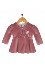 Calyx Clothing Girls Striped Embroidered Round Neck Knee Length A-Line Dress