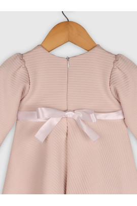 Calyx Clothing Girls Striped Floral Embellished Round Neck A-Line Dress