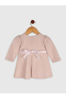 Calyx Clothing Girls Striped Floral Embellished Round Neck A-Line Dress