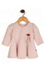 Calyx Clothing Girls Striped Floral Embellished Round Neck A-Line Dress
