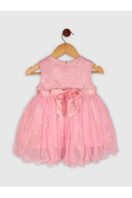Calyx Clothing Girls Round Neck Embellished Fit & Flare Dress