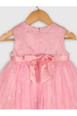 Calyx Clothing Girls Round Neck Embellished Fit & Flare Dress