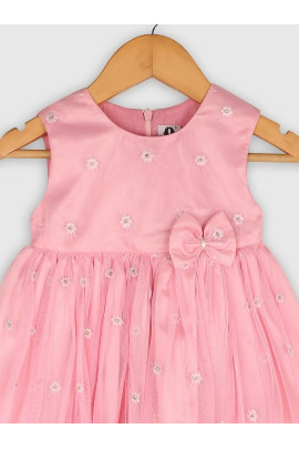 Calyx Clothing Girls Round Neck Embellished Fit & Flare Dress