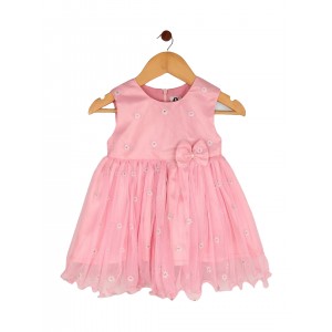 Calyx Clothing Girls Round Neck Embellished Fit & Flare Dress