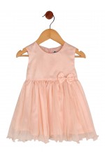 Calyx Clothing Girls Round Neck Satin Fit & Flare Dress