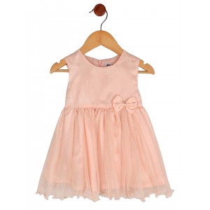 Calyx Clothing Girls Round Neck Satin Fit & Flare Dress