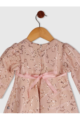 Calyx Clothing Girls Self Design Embellished Flared A-Line Dress