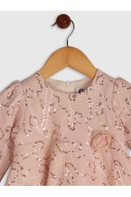 Calyx Clothing Girls Self Design Embellished Flared A-Line Dress