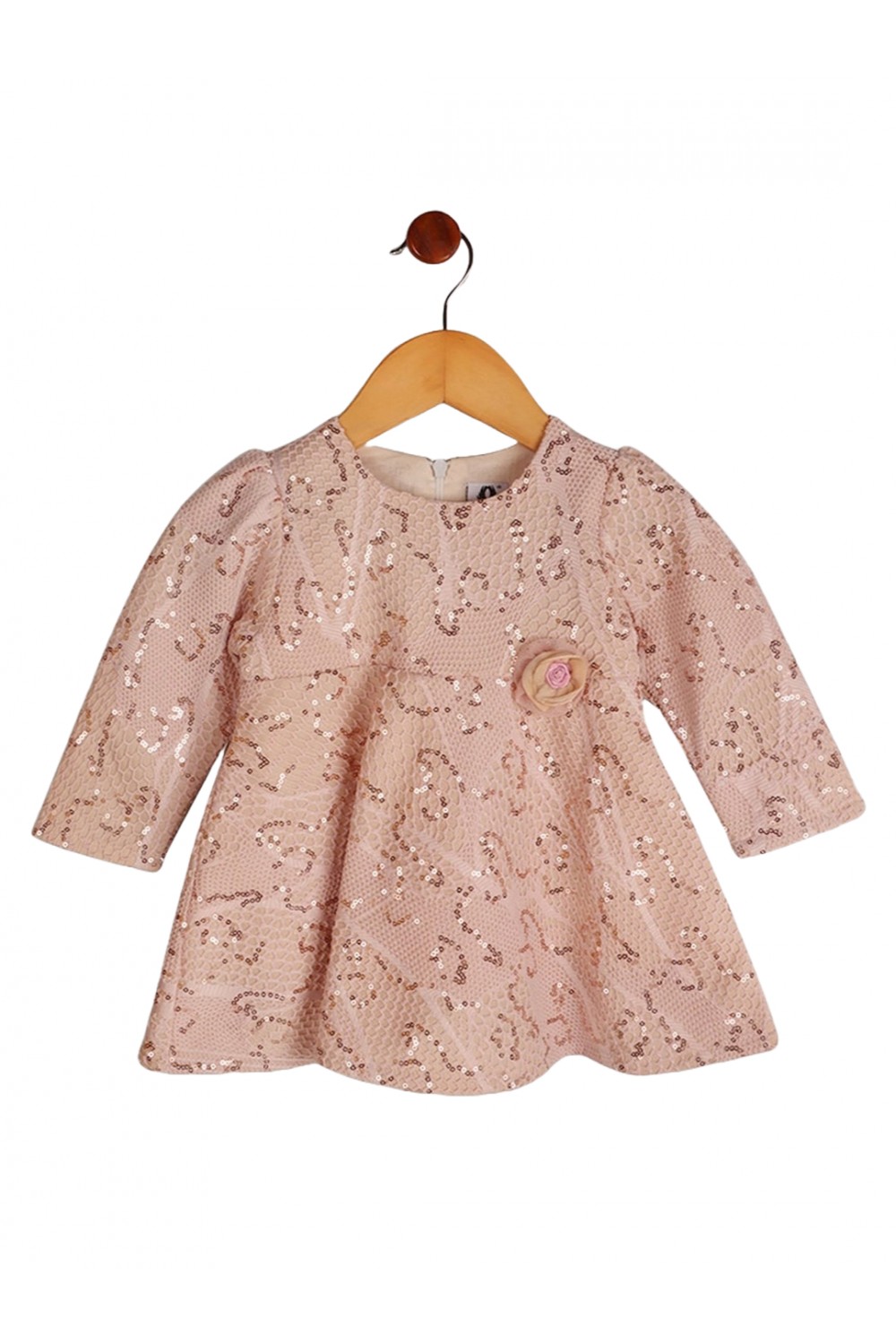 Calyx Clothing Girls Self Design Embellished Flared A-Line Dress