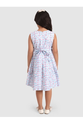 Calyx Clothing Girls Conversational Printed Cotton Fit & Flare Dress