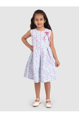 Calyx Clothing Girls Conversational Printed Cotton Fit & Flare Dress