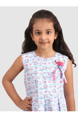 Calyx Clothing Girls Conversational Printed Cotton Fit & Flare Dress