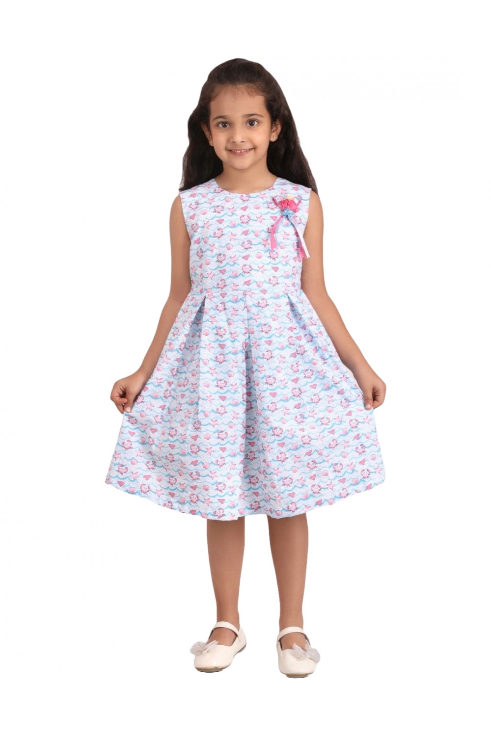 Calyx Clothing Girls Conversational Printed Cotton Fit & Flare Dress