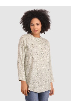 CALYX CLOTHING Floral Shirt Style Top Lime Green