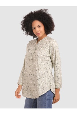 CALYX CLOTHING Floral Shirt Style Top Lime Green