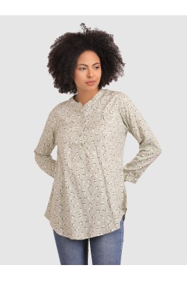CALYX CLOTHING Floral Shirt Style Top Lime Green