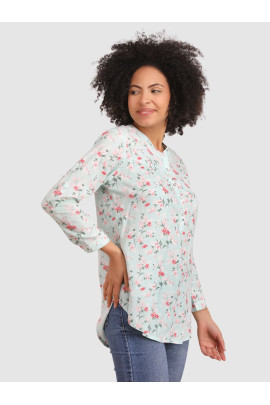 Calyx Clothing Polka Dots Printed Mandarin Collar Shirt Style Top