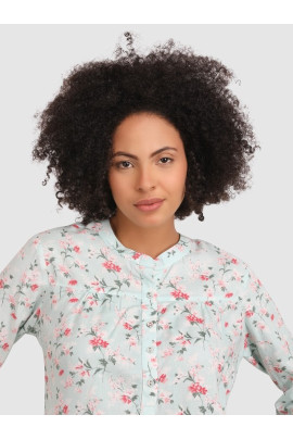 Calyx Clothing Polka Dots Printed Mandarin Collar Shirt Style Top
