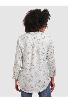 Calyx Clothing Polka Dots Printed Mandarin Collar Shirt Style Top